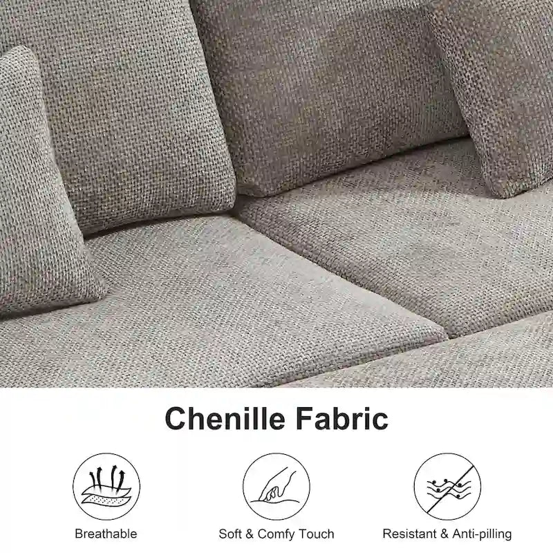 97 Chenille L-Shaped Sleeper Sectional Sofa with Storage Ottoman