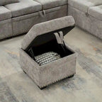 97 Chenille L-Shaped Sleeper Sectional Sofa with Storage Ottoman