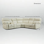 Genuine Leather Power Recliner Sectional Sofa with Console, Ajustable Headrest, USB&USB-C Port, 1 Power Armlesschair