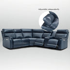Genuine Leather Power Recliner Sectional Sofa with Console, Ajustable Headrest, USB&USB-C Port, 1 Power Armlesschair