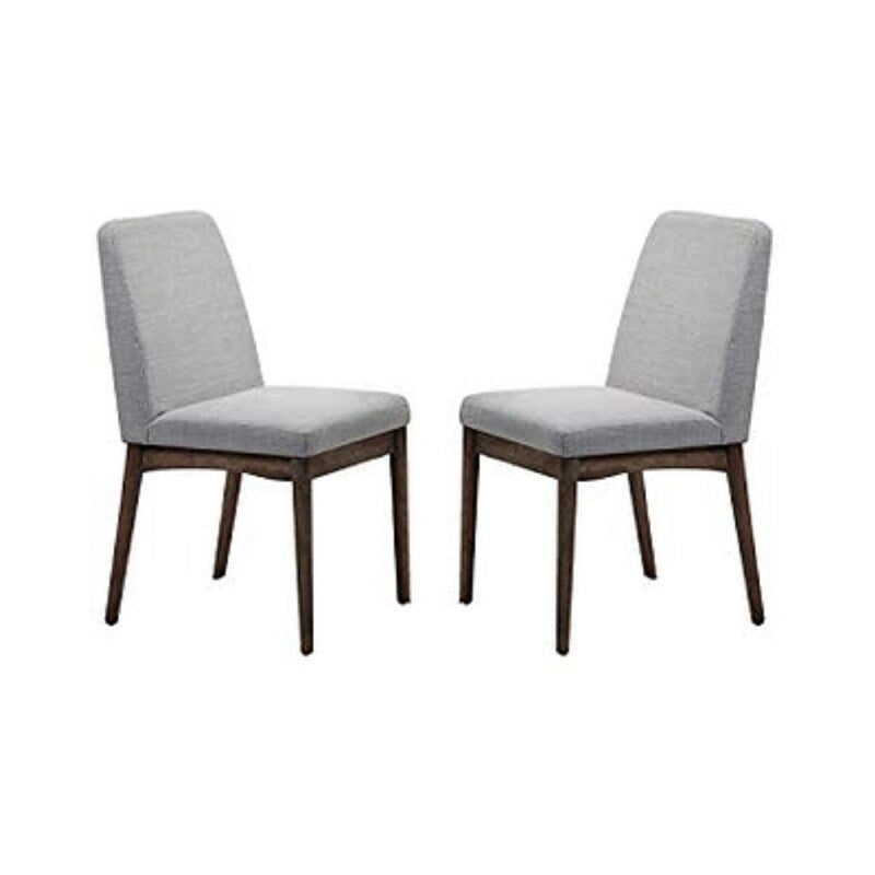 Set di 2 sedie da pranzo Mid-Century con schienale in tessuto e seduta imbottita in schiuma, gambe in legno massello per cucina, sala da pranzo, soggiorno