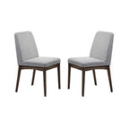 Set di 2 sedie da pranzo Mid-Century con schienale in tessuto e seduta imbottita in schiuma, gambe in legno massello per cucina, sala da pranzo, soggiorno