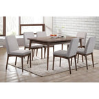 Set di 2 sedie da pranzo Mid-Century con schienale in tessuto e seduta imbottita in schiuma, gambe in legno massello per cucina, sala da pranzo, soggiorno