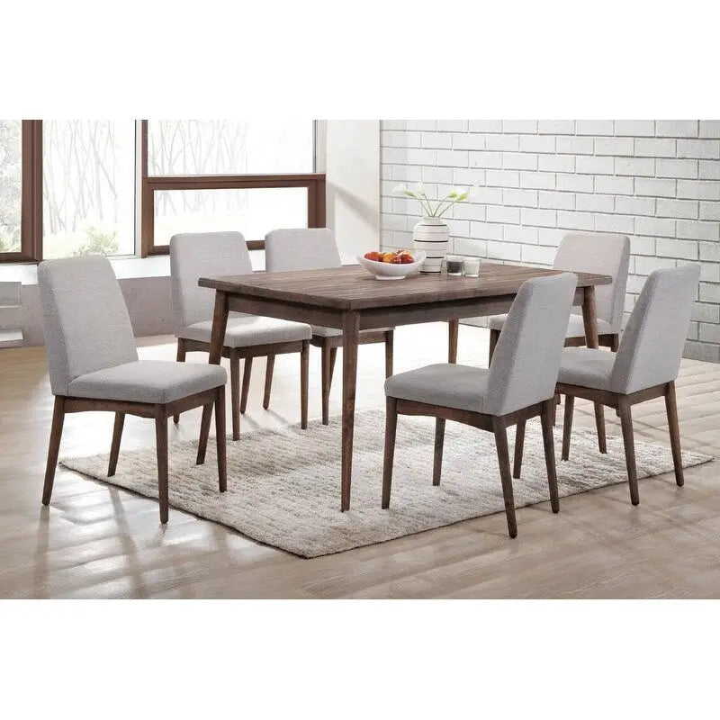 Set di 2 sedie da pranzo Mid-Century con schienale in tessuto e seduta imbottita in schiuma, gambe in legno massello per cucina, sala da pranzo, soggiorno