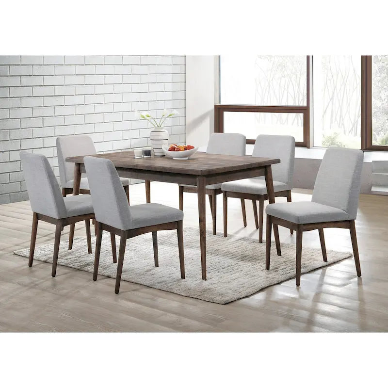 Set di 2 sedie da pranzo Mid-Century con schienale in tessuto e seduta imbottita in schiuma, gambe in legno massello per cucina, sala da pranzo, soggiorno