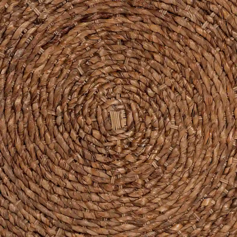 Tavolino da caffè in erba marina intrecciata a mano Riau con gambe in legno - Tavolino rotondo in vimini naturale per soggiorno o camera da letto
