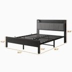 Queen Platform Bed with Storage Headboard & USB Ports