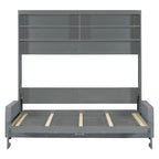 Queen Convertible Murphy Bed with Sofa, 2-in-1 Design, Storage & Dual-Piston Mechanism