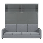 Queen Convertible Murphy Bed with Sofa, 2-in-1 Design, Storage & Dual-Piston Mechanism