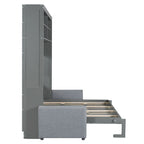 Queen Convertible Murphy Bed with Sofa, 2-in-1 Design, Storage & Dual-Piston Mechanism