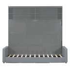 Queen Convertible Murphy Bed with Sofa, 2-in-1 Design, Storage & Dual-Piston Mechanism