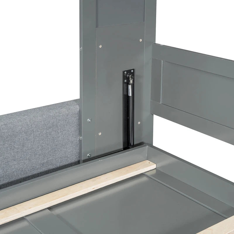 Queen Convertible Murphy Bed with Sofa, 2-in-1 Design, Storage & Dual-Piston Mechanism