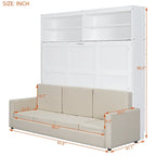 Queen Convertible Murphy Bed with Sofa, 2-in-1 Design, Storage & Dual-Piston Mechanism