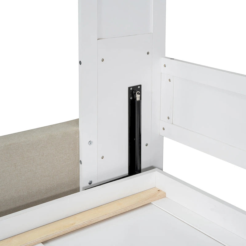 Queen Convertible Murphy Bed with Sofa, 2-in-1 Design, Storage & Dual-Piston Mechanism