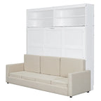 Queen Convertible Murphy Bed with Sofa, 2-in-1 Design, Storage & Dual-Piston Mechanism