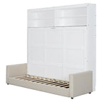 Queen Convertible Murphy Bed with Sofa, 2-in-1 Design, Storage & Dual-Piston Mechanism