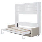 Queen Convertible Murphy Bed with Sofa, 2-in-1 Design, Storage & Dual-Piston Mechanism