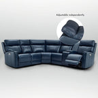 104 W Genuine Leather Power Recliner Sectional Sofa with Zero Gravity, Ajustable Headrest, USB Ports & Console