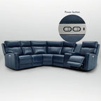 104 W Genuine Leather Power Recliner Sectional Sofa with Zero Gravity, Ajustable Headrest, USB Ports & Console