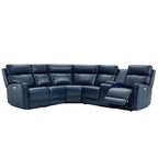 104 W Genuine Leather Power Recliner Sectional Sofa with Zero Gravity, Ajustable Headrest, USB Ports & Console