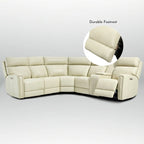 104 W Genuine Leather Power Recliner Sectional Sofa with Zero Gravity, Ajustable Headrest, USB Ports & Console