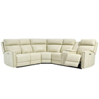 104 W Genuine Leather Power Recliner Sectional Sofa with Zero Gravity, Ajustable Headrest, USB Ports & Console