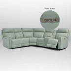 104 W Genuine Leather Power Recliner Sectional Sofa with Zero Gravity, Ajustable Headrest, USB Ports & Console
