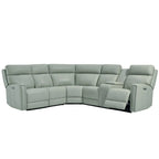 104 W Genuine Leather Power Recliner Sectional Sofa with Zero Gravity, Ajustable Headrest, USB Ports & Console
