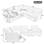 Power Recliner Corner Sofa Reclining Sofa Sectional Couches with Cup Holders, USB Ports and Power Socket for Living Room