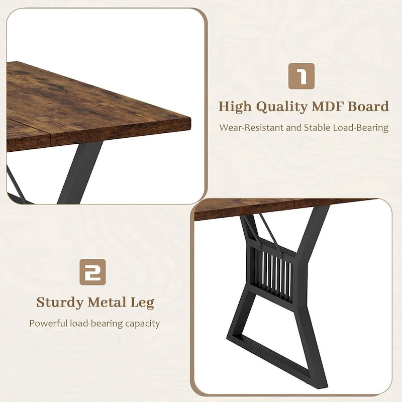 Metal Legs Kitchen Dining Table for 4-6 People - N/A