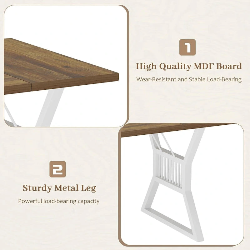 Metal Legs Kitchen Dining Table for 4-6 People - N/A