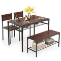 Costway Set Tavolo da Pranzo per 4 con Tavolo Rettangolare e 2 Sedie, 1