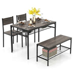 Costway Set Tavolo da Pranzo per 4 con Tavolo Rettangolare e 2 Sedie, 1