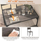 Costway Set Tavolo da Pranzo per 4 con Tavolo Rettangolare e 2 Sedie, 1