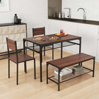 Costway Set Tavolo da Pranzo per 4 con Tavolo Rettangolare e 2 Sedie, 1