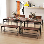 Costway Set Tavolo da Pranzo per 4 con Tavolo Rettangolare e 2 Sedie, 1
