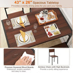 Costway Set Tavolo da Pranzo per 4 con Tavolo Rettangolare e 2 Sedie, 1
