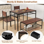 Costway Set Tavolo da Pranzo per 4 con Tavolo Rettangolare e 2 Sedie, 1