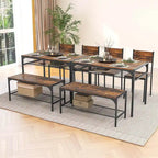 Costway Set Tavolo da Pranzo per 4 con Tavolo Rettangolare e 2 Sedie, 1