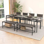 Costway Set Tavolo da Pranzo per 4 con Tavolo Rettangolare e 2 Sedie, 1