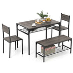 Costway Set Tavolo da Pranzo per 4 con Tavolo Rettangolare e 2 Sedie, 1