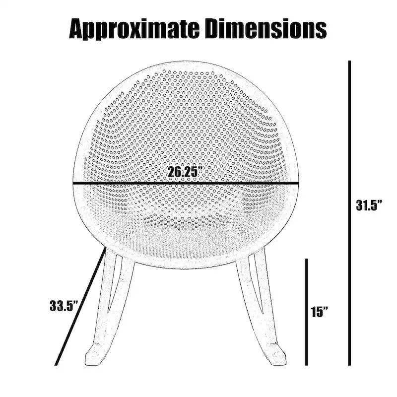 Mid-Century Modern Plastic Rocking Lounge Chair Plastic Legs with Breathable Perforated Egg Shaped Seat for Indoor/Outdoor Use