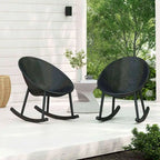 Mid-Century Modern Plastic Rocking Lounge Chair Plastic Legs with Breathable Perforated Egg Shaped Seat for Indoor/Outdoor Use