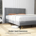 Costway Queen/Twin Bed Frame Modern Platform Bed with Linen