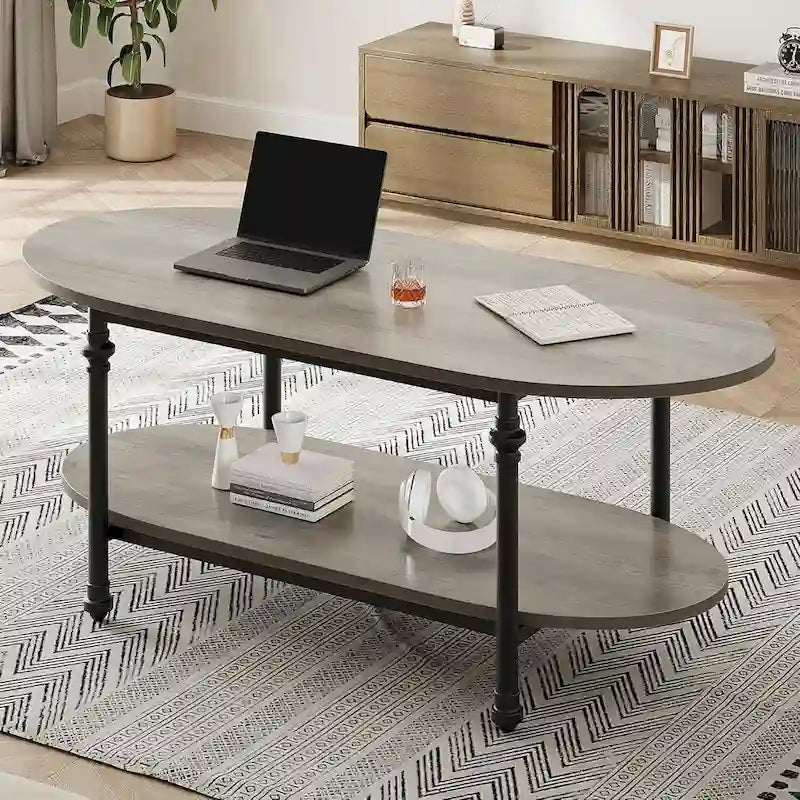 Oval Coffee Table Unique Tea Table 47.2 Mid Century Cocktail Table