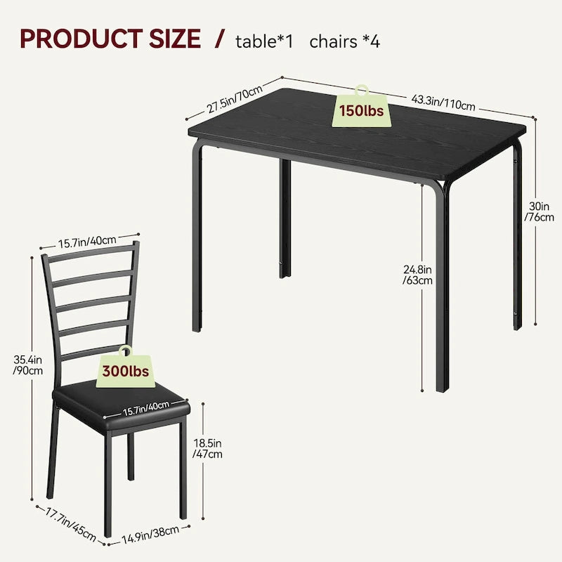 Set da pranzo da 5 pezzi per 4 persone