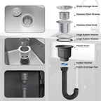 AECOJOY Outdoor Kitchen Sink with Hose Hook up, Stainless Steel Grill Prep Table Kitchen Cabinets Island