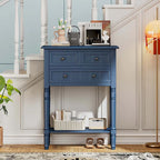 Narrow Console Table with Drawers and Bottom Shelf