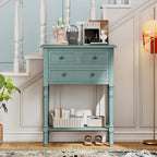 Narrow Console Table with Drawers and Bottom Shelf