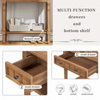 Narrow Console Table with Drawers and Bottom Shelf